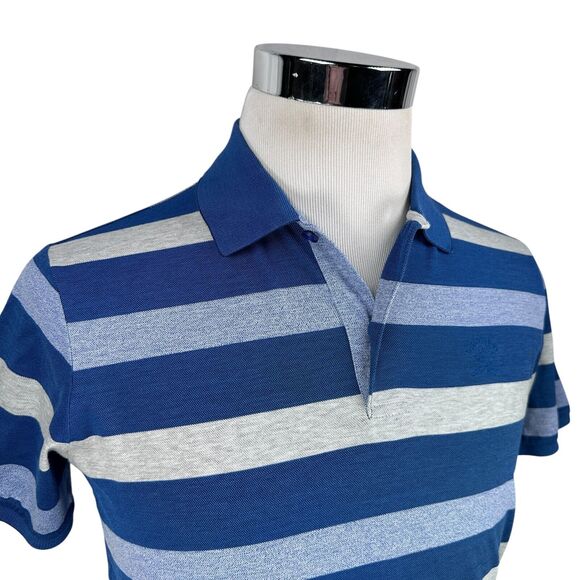 Paul & Shark Yachting Polo Shirt Men’s Medium Blue Gray Striped Italy Cotton - Picture 2 of 12